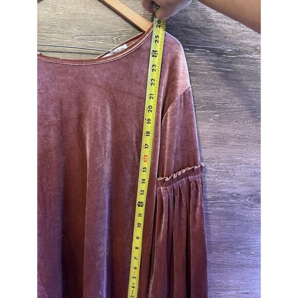 See And Be Seen Pink Shirt Velour Shimmer Flare Sleeves Tie On Back Holidays Sm - Picture 7 of 11